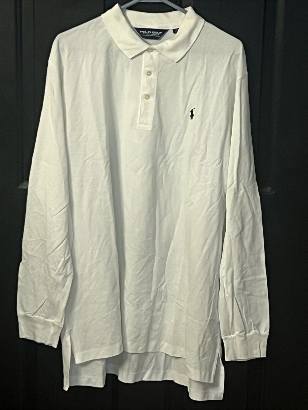 Ralph Lauren White Long Sleeve Polo with Black Pony Logo
